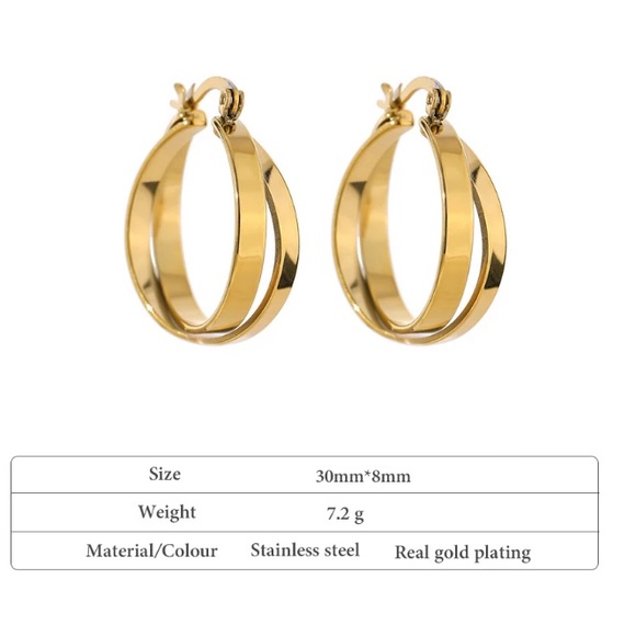 🧡18K gold plated hollow hoops earring - Picture 3 of 4